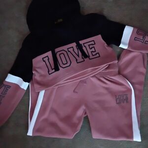 Love Pink and Black Jogger Set